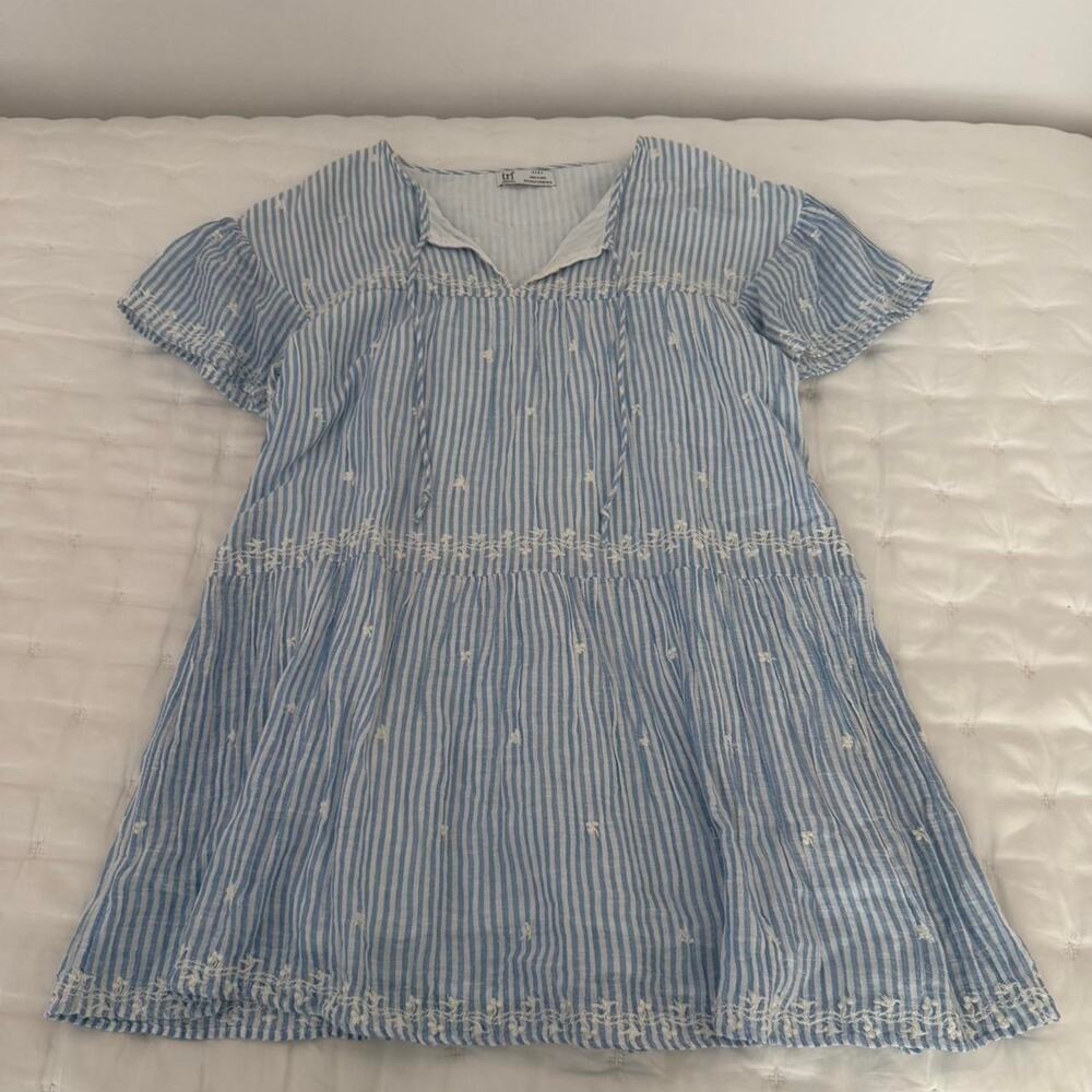 Zara Blue Striped Mini Dress - Size S